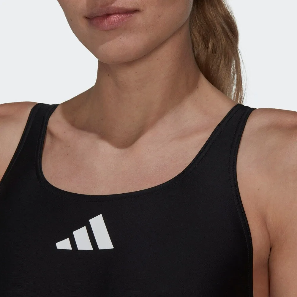 Adidas 3 Bar Logo active bralette swimsuit, black