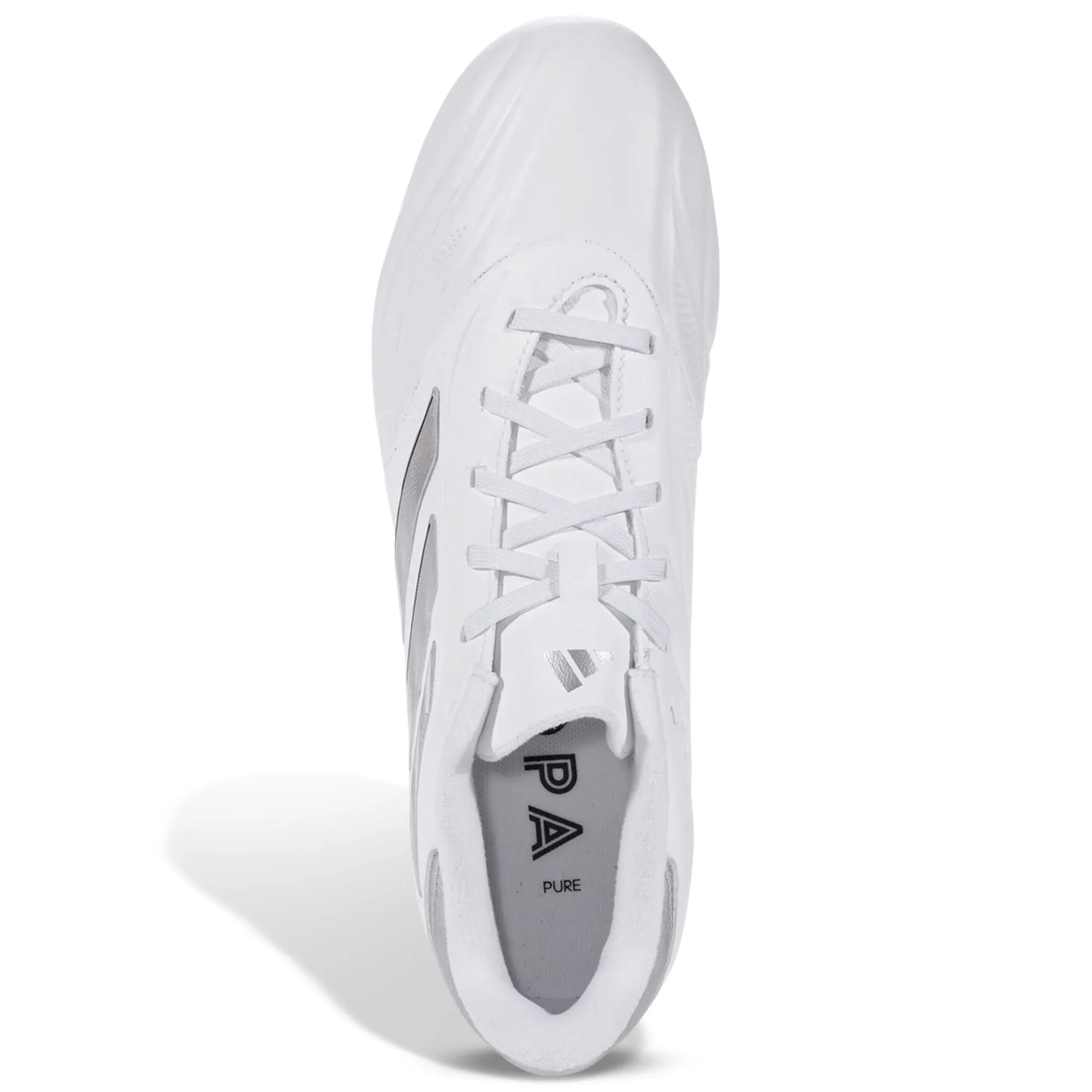 adidas Copa Pure 2 League Firm Ground Soccer Cleats (White/Metallic Silver)