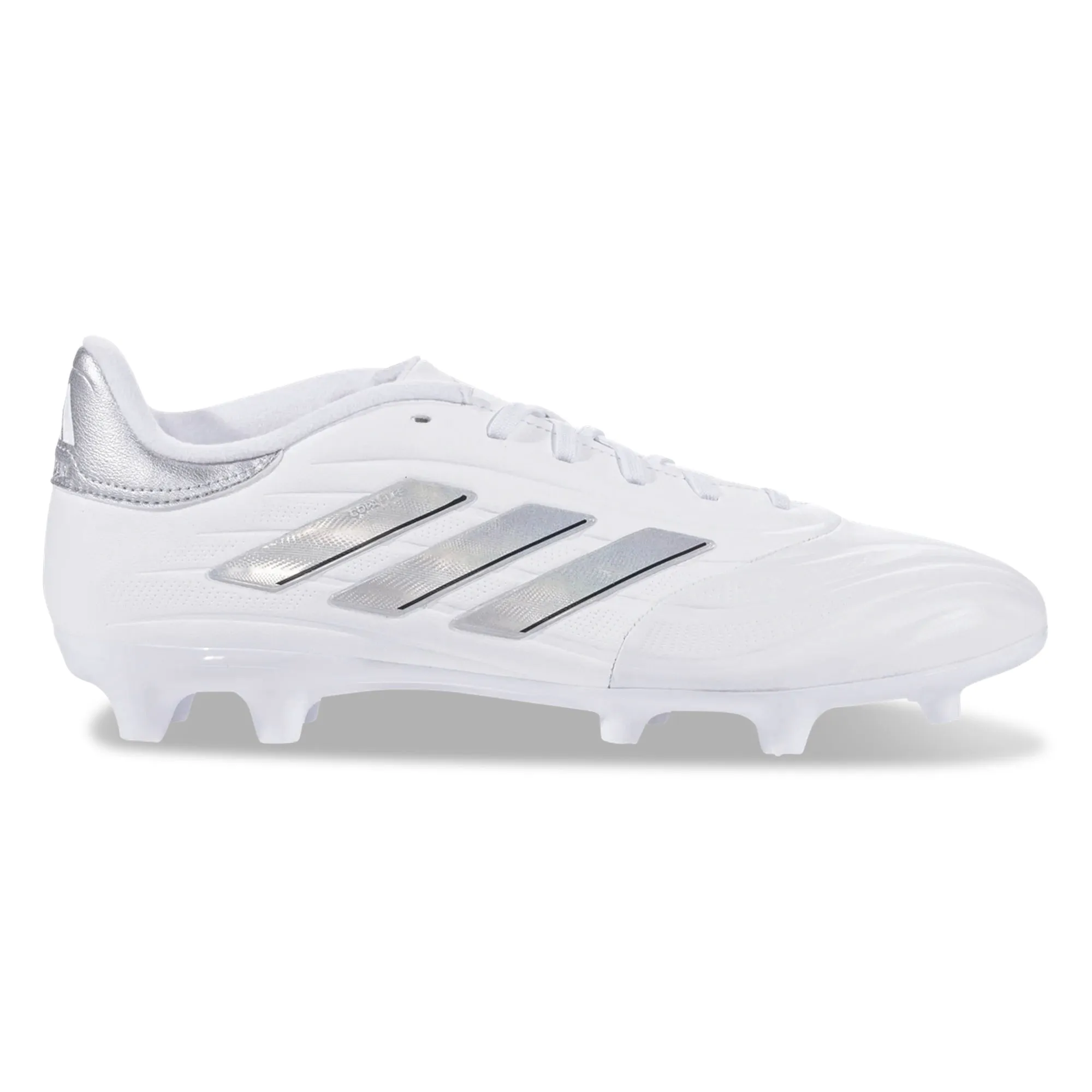 adidas Copa Pure 2 League Firm Ground Soccer Cleats (White/Metallic Silver)