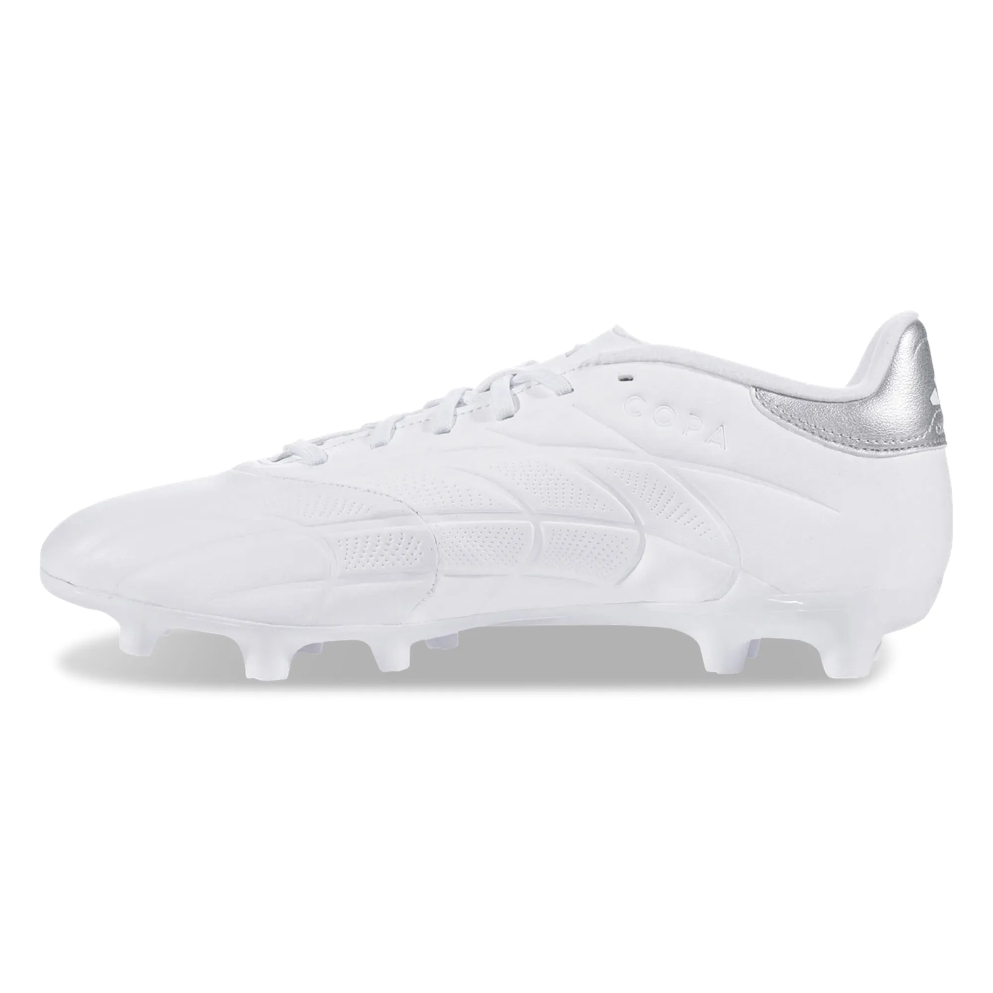 adidas Copa Pure 2 League Firm Ground Soccer Cleats (White/Metallic Silver)