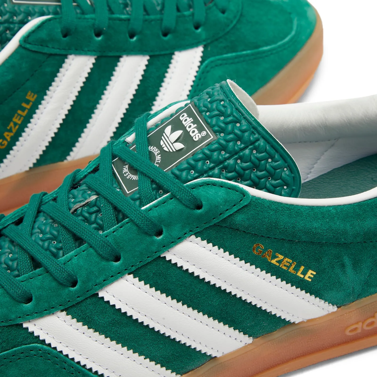 Adidas Gazelle Indoor Sneaker in Collegiate Green, White & Gum 2