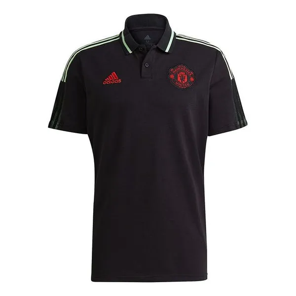 adidas MENS Mufc Polo Manchester United Football Polo Shirt Black, black