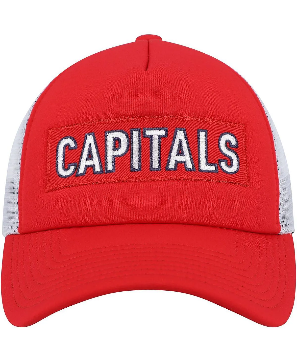 adidas Men's Red and White Washington Capitals Team Plate Trucker Snapback Cap