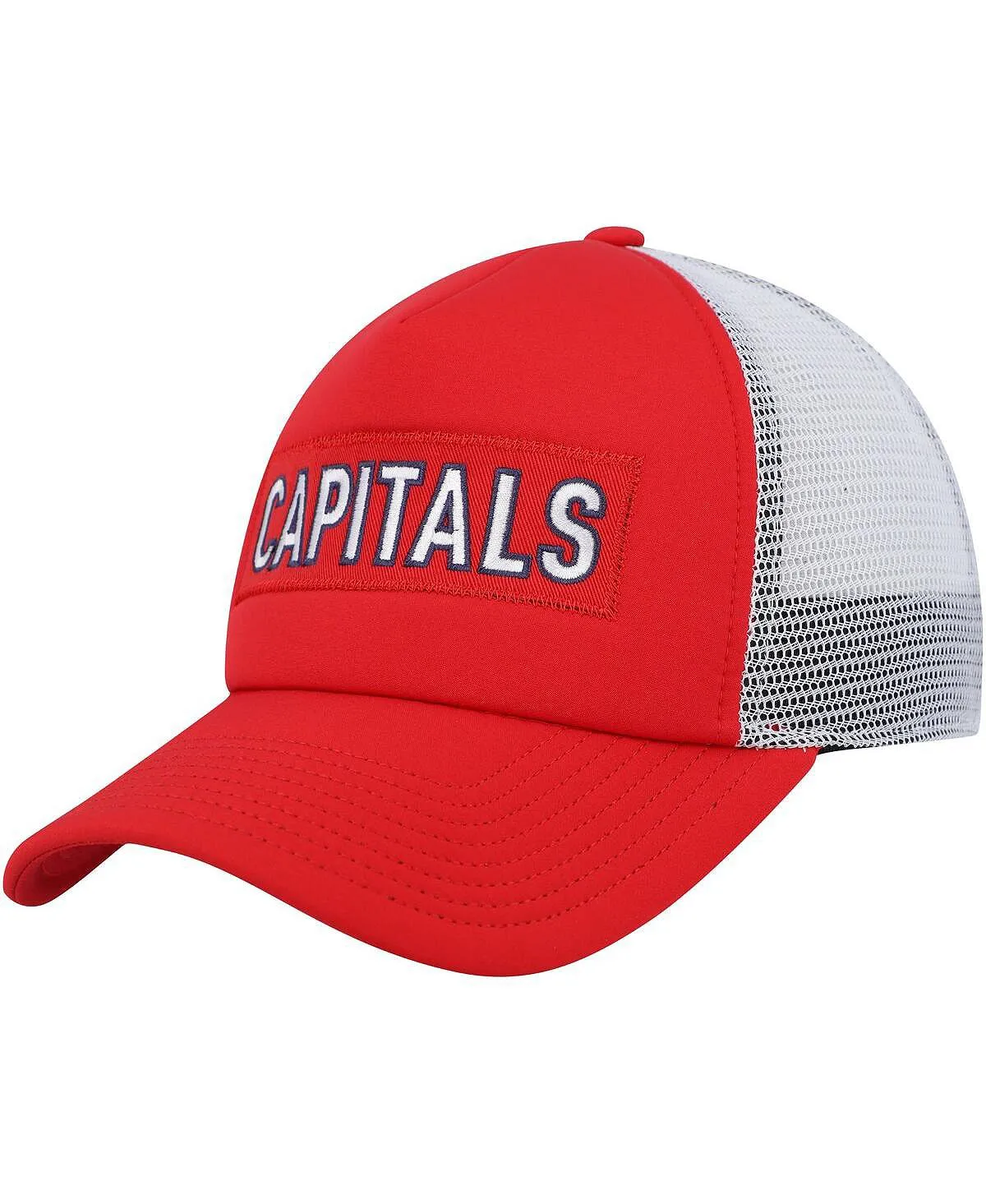 adidas Men's Red and White Washington Capitals Team Plate Trucker Snapback Cap