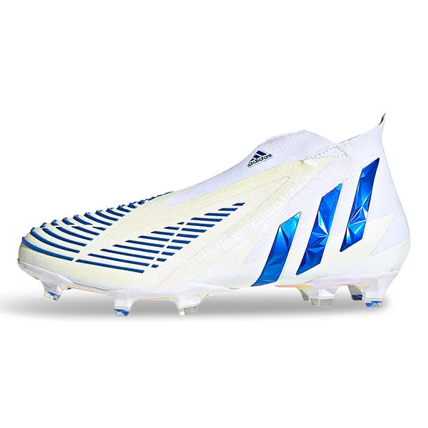 adidas Predator Edge  FG Soccer Cleats (Cloud White/Hi-Res Blue)