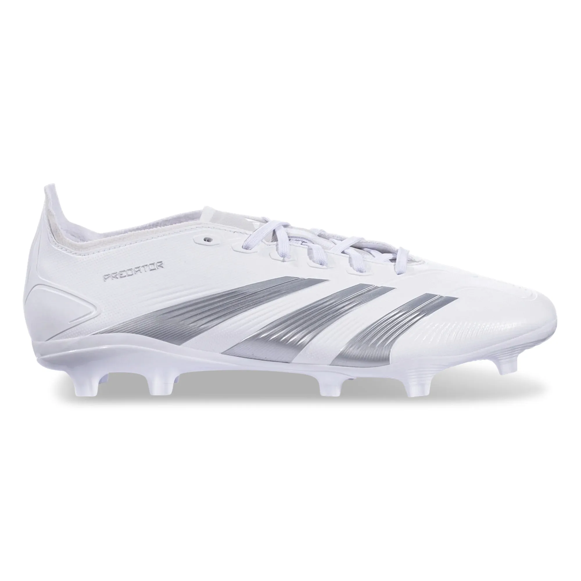 adidas Predator League Firm Ground Soccer Cleats (White/Silver Metallic)