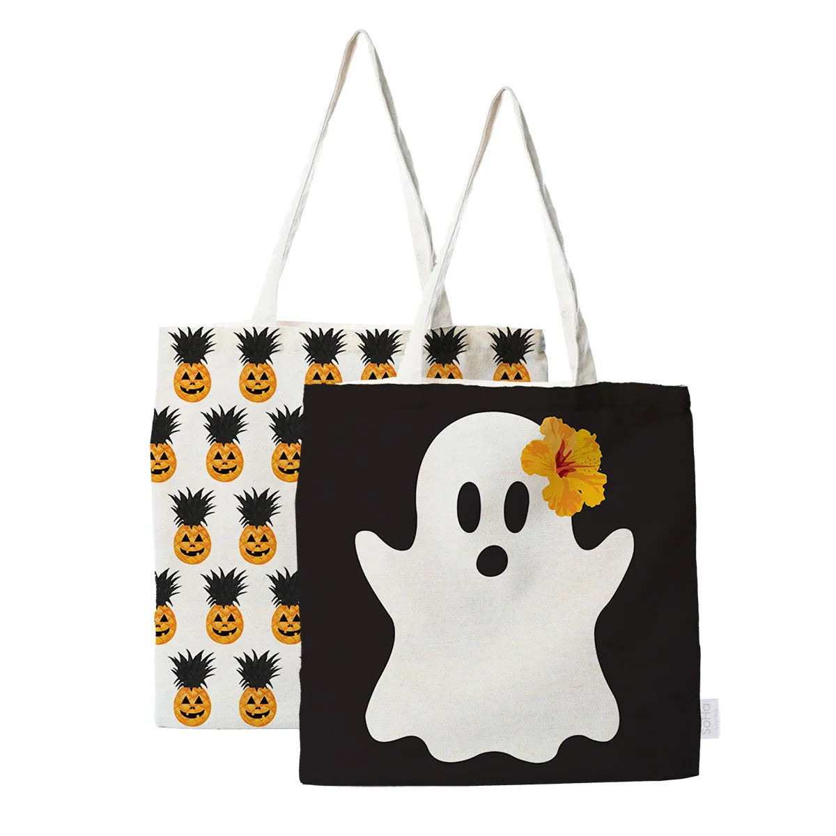 Aloha Ghost and Jack O Lantern Pineapple Tote