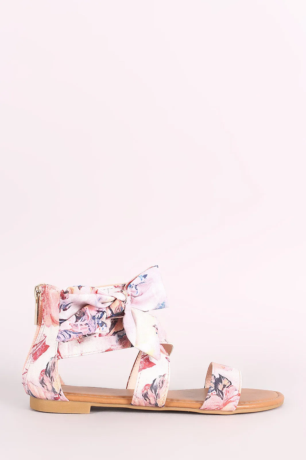 Bamboo Printed Side Bow Flat Sandal