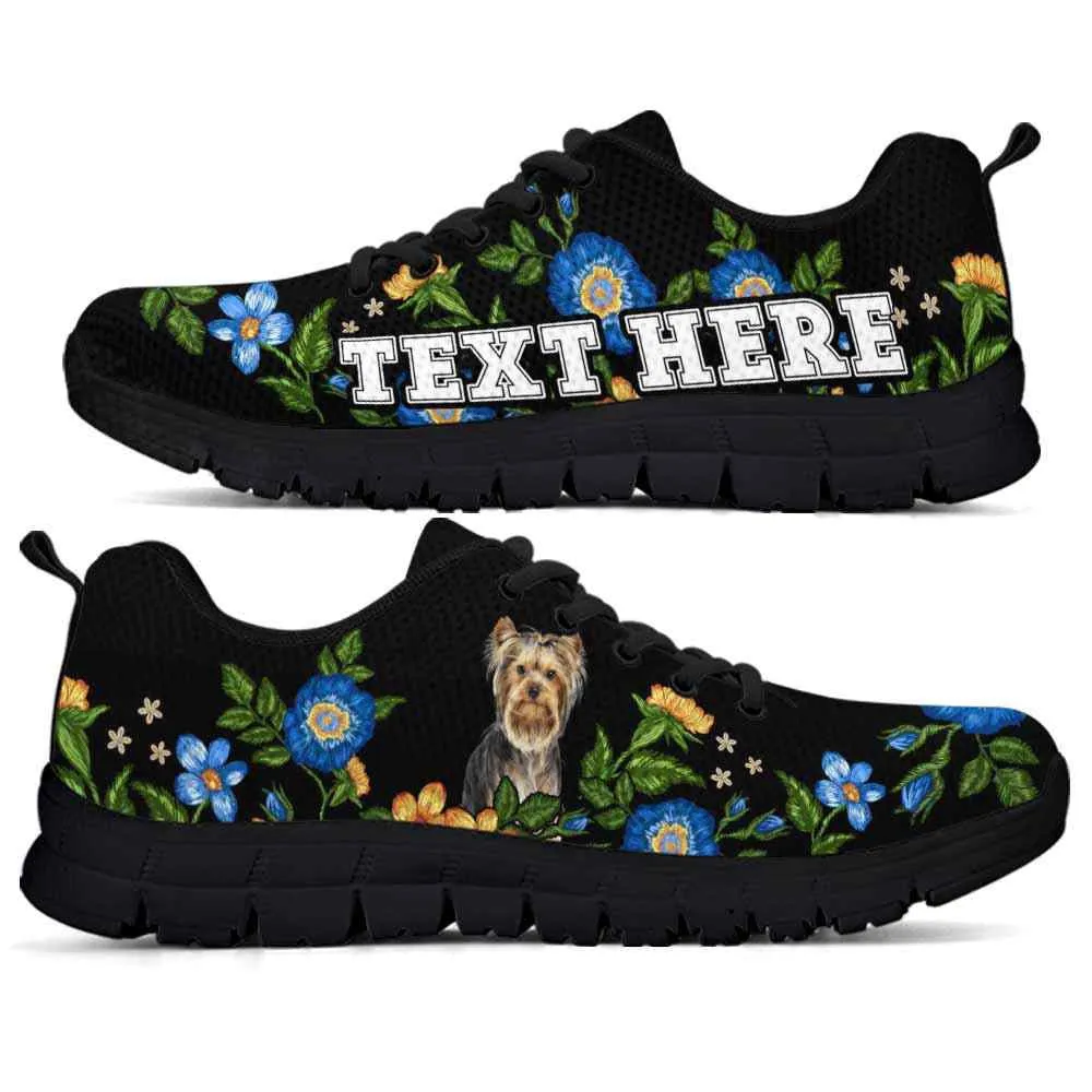 Custom Name Yorkshire Terrier Sneaker, Yorkie Colorful Floral Flower Dog Lovers Sneakers Gym Running Shoes, Best Running Shoes