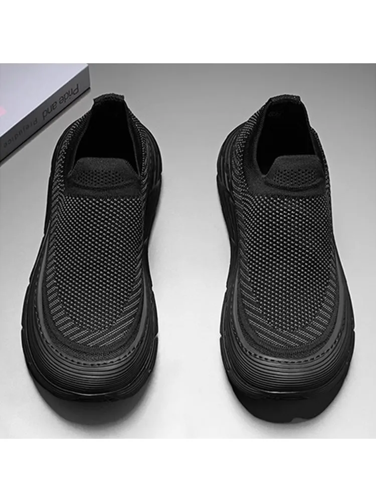 Elastic Mesh Thick-Soled Slip-On Casual Shoes