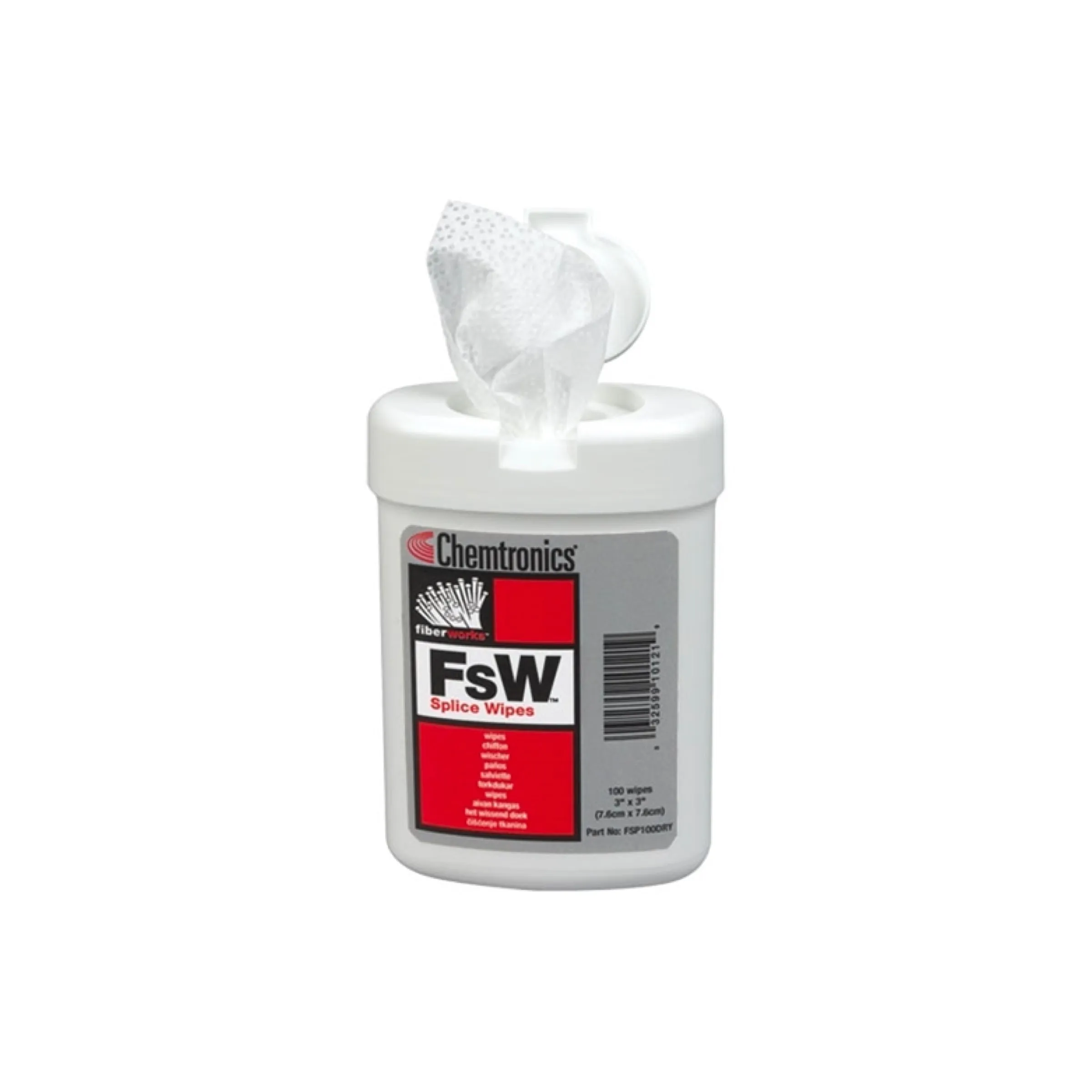 Fusion Splice Wipes 100 wipes in mini tub - Chemtronics FSP100DRY