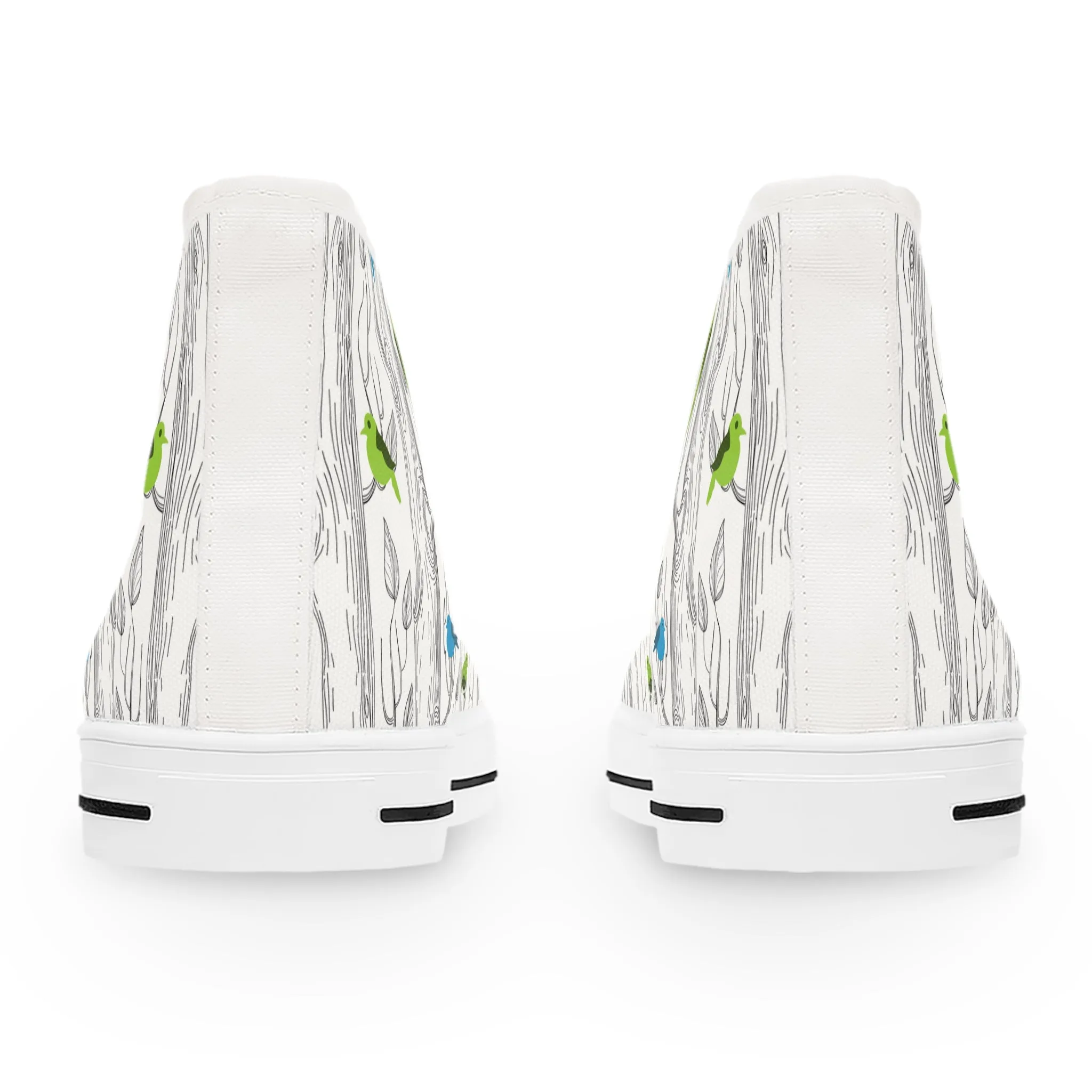 Green and Blue Birds Women's High Top Sneakers