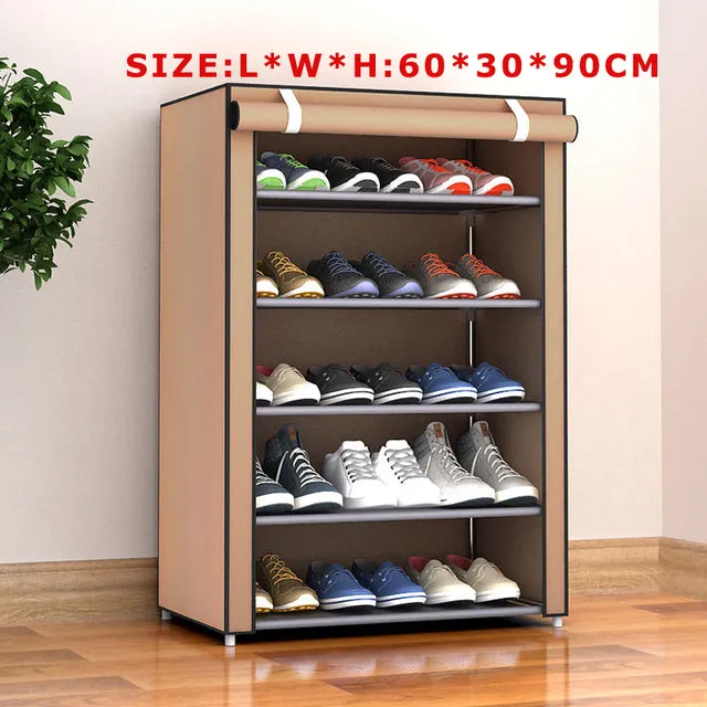 Multilayer Shoe Rack Thicken Nonwoven Fabric Shoe Cabinet Easy to Assemble Hallway Dustproof Shoe Organizer Small Shoe Rack