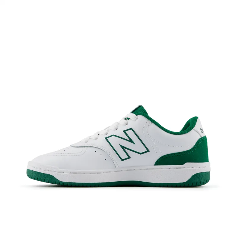 NEW BALANCE KID'S GRADE SCHOOL BB80 WHITE/GREEN SNEAKER SHOES