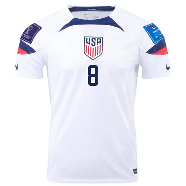 Nike United States Weston Mckennie Home Jersey 22/23 w/ World Cup 2022 Patches (White/Loyal Blue)