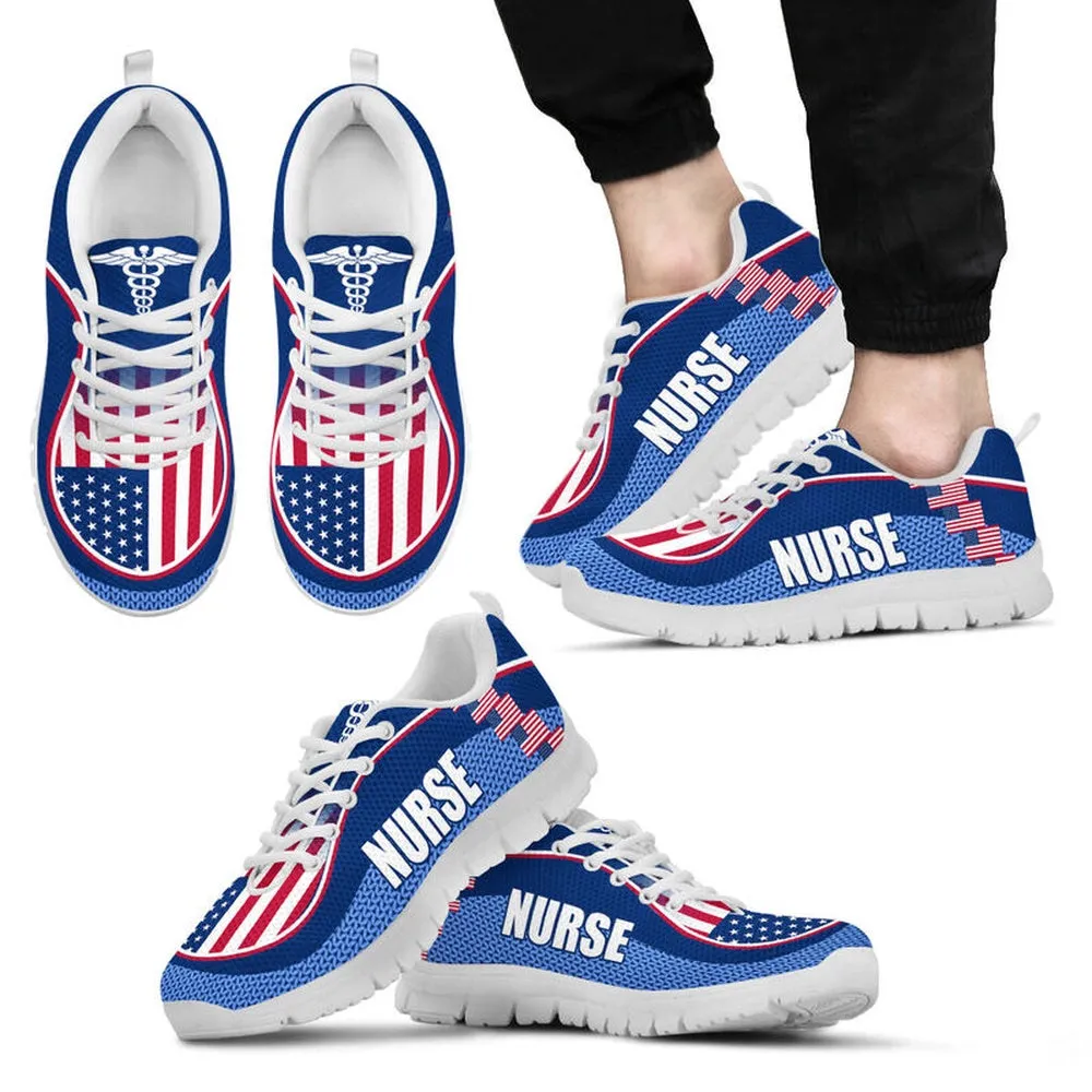 Nurse Sneaker, Nurse America Flag Shoes Sneakers, Best Shoes For Nurses