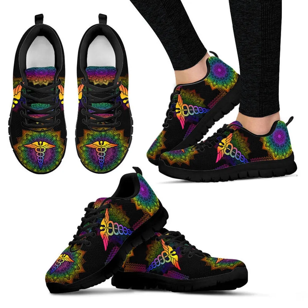 Nurse Sneaker, Nurse Colorful Mandala Sneaker Shoes, Best Shoes For Nurses