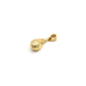 Real Gold Pendant with Lined Teardrop Design - Model 5084/5 P 1950