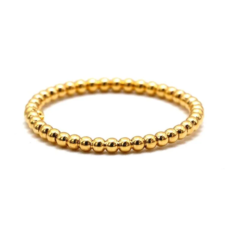 Real Gold Plain Beads 1.5 M.M Ring 4129 (Size 9) R2516