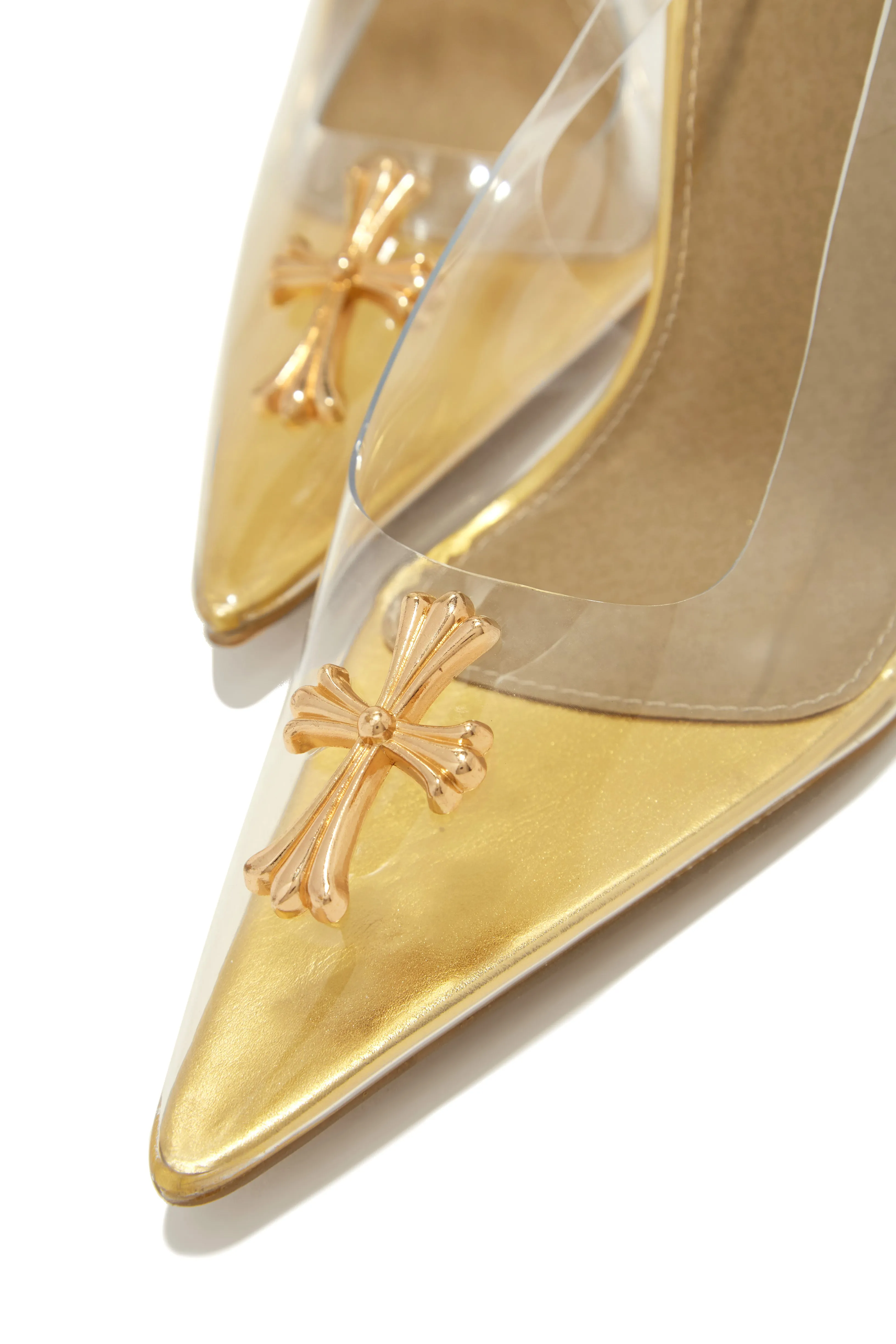 Rosabel Slingback Clear Heel Pumps - Gold