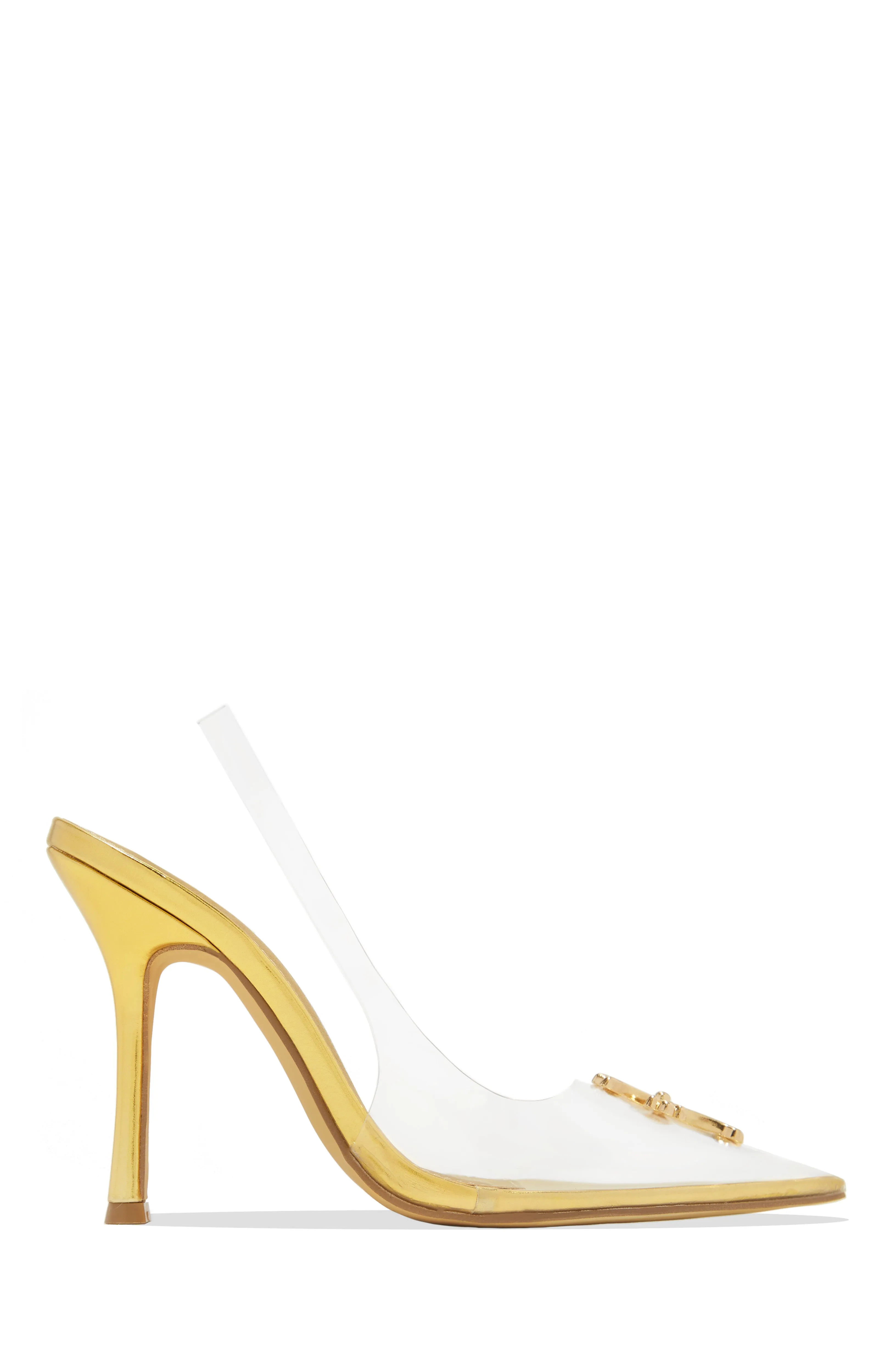 Rosabel Slingback Clear Heel Pumps - Gold