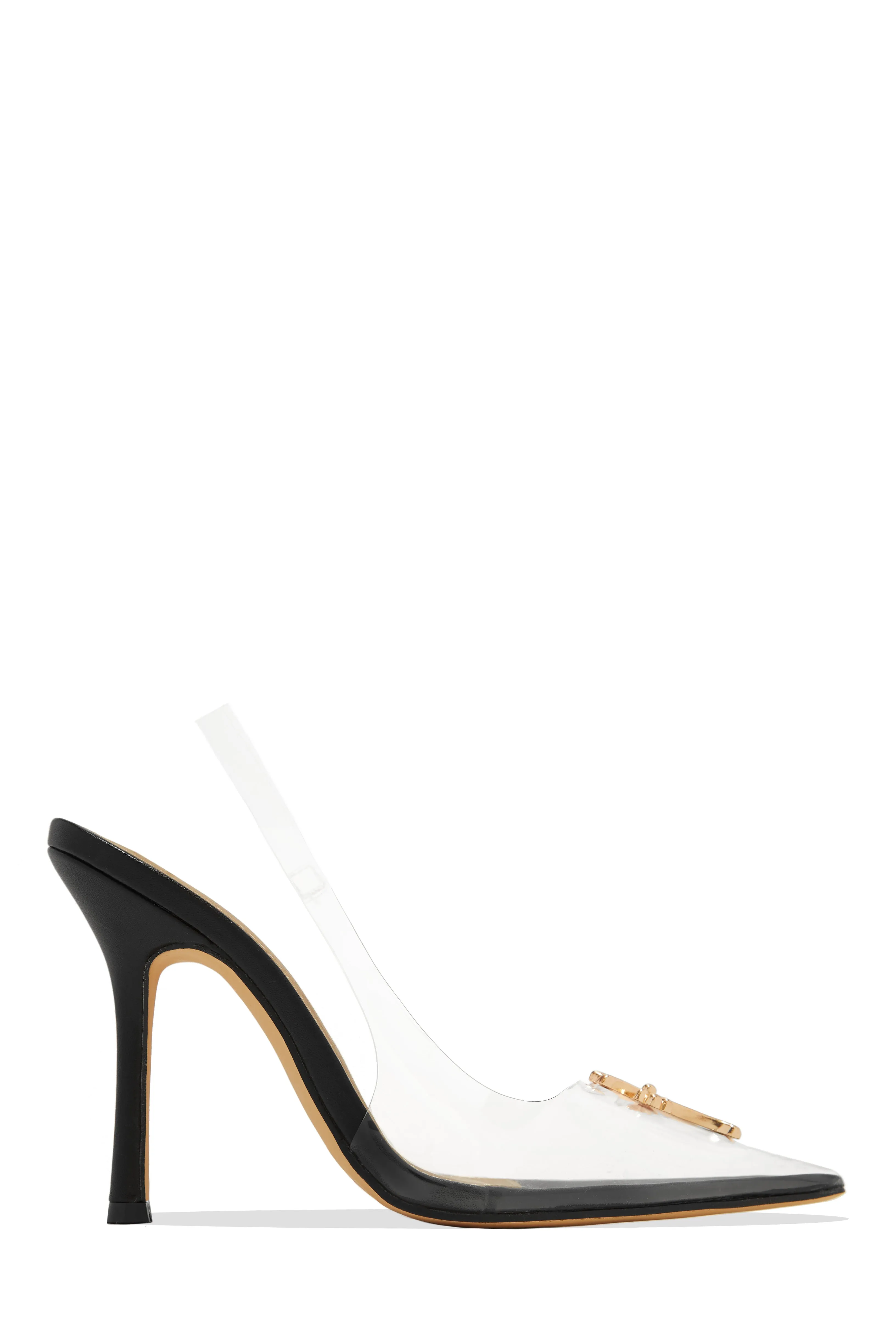 Rosabel Slingback Clear Heel Pumps - Gold