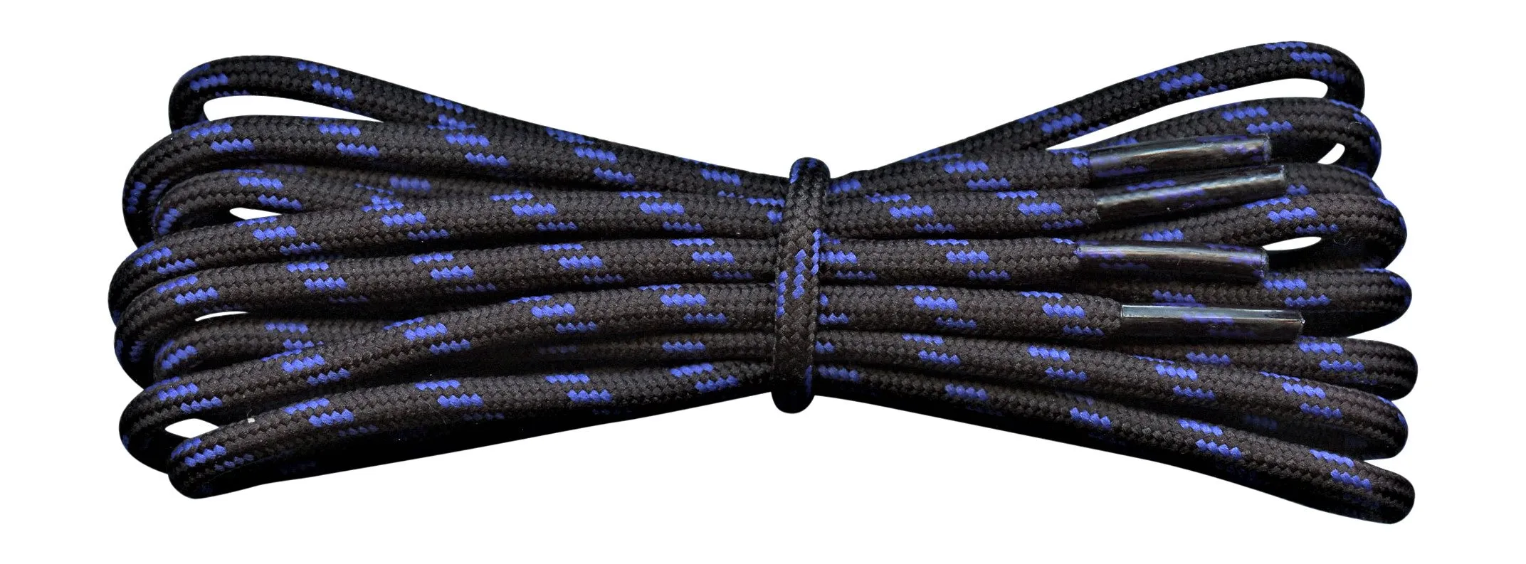 Round 3.5 mm Boot Laces Black with Royal Blue flecks for hiking or walking