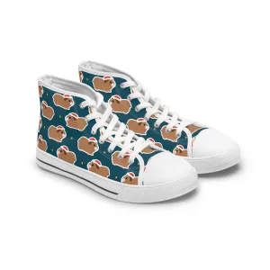 Santa Claus Guinea Pig Women's High Top Sneakers