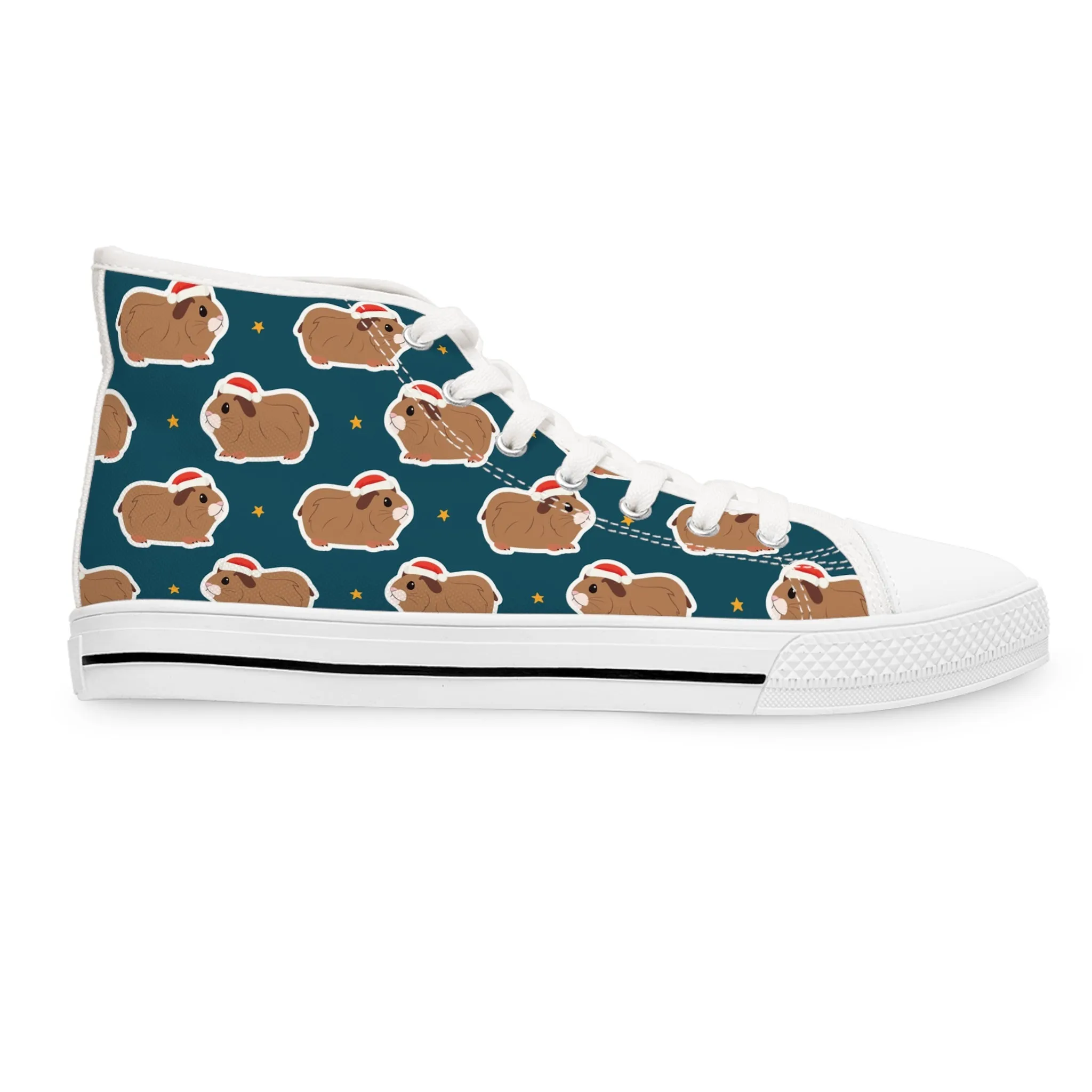 Santa Claus Guinea Pig Women's High Top Sneakers