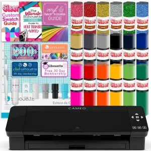 Silhouette Black Cameo 4 Deluxe Siser Easyweed Heat Transfer (HTV) Bundle