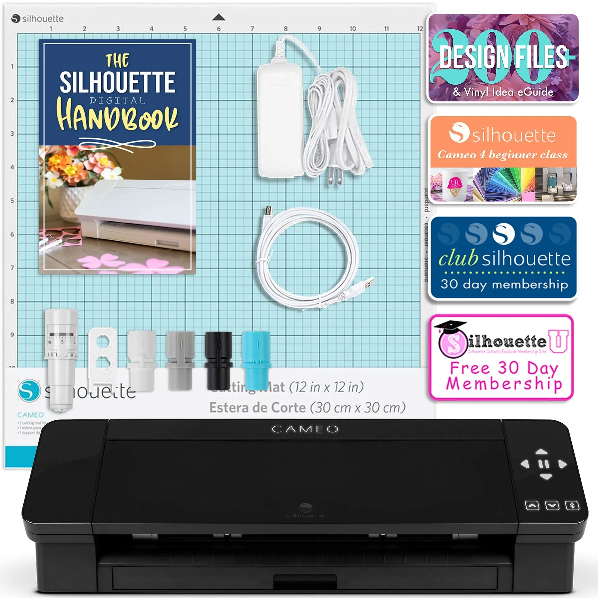 Silhouette Black Cameo 4 Deluxe Siser Easyweed Heat Transfer (HTV) Bundle