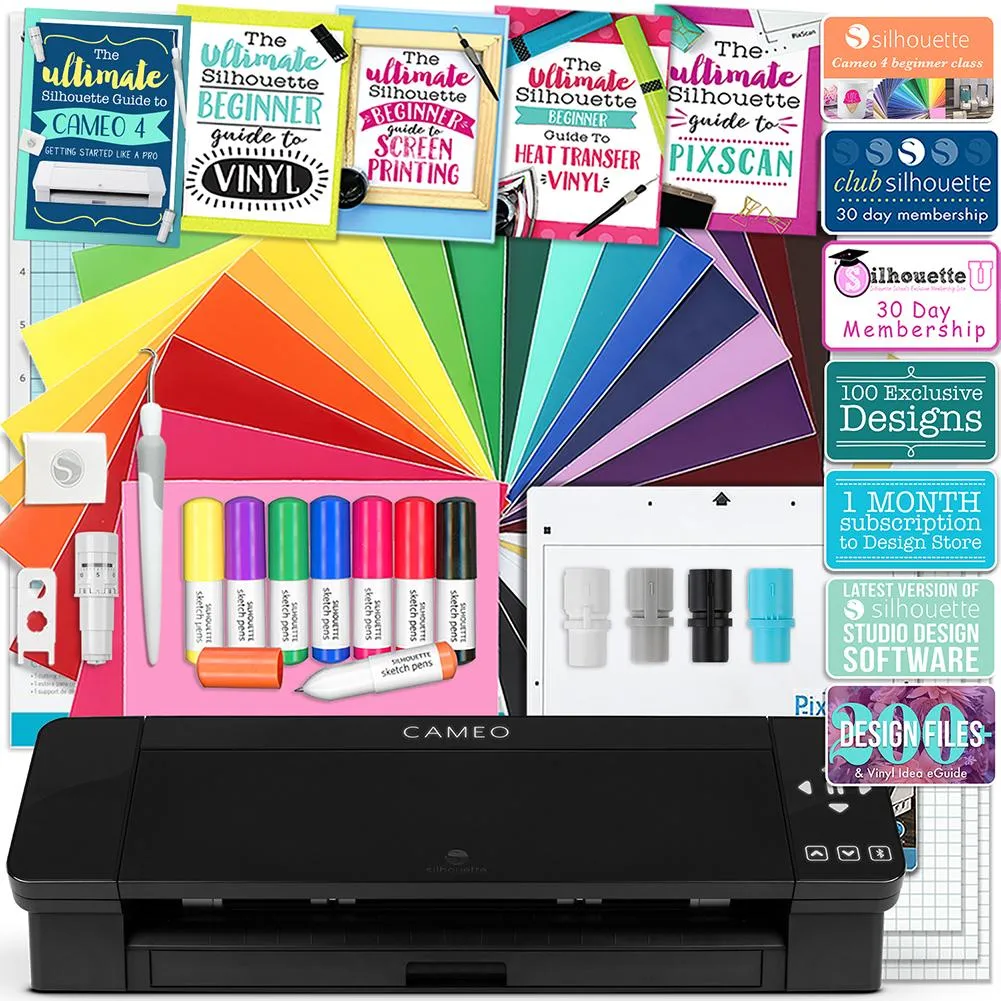 Silhouette Black Cameo 4 Educational Bundle, Oracal Vinyl, Guides, Class