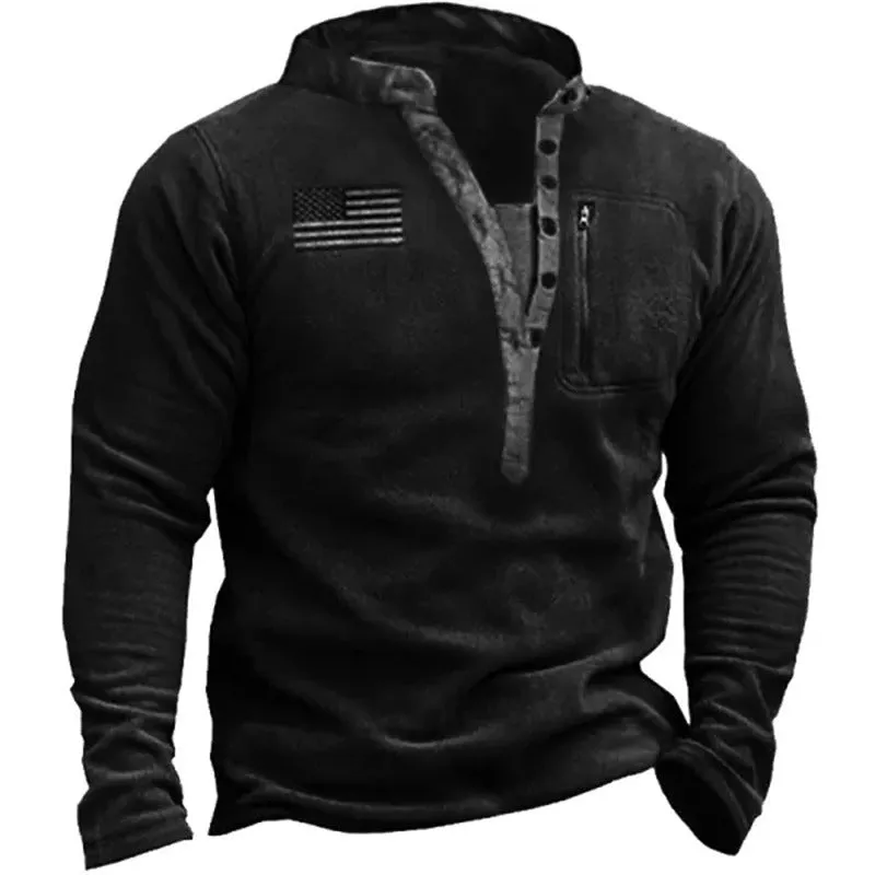 V-NECK BUCKLE HOODIE WITH FLEECE INSULATION TACTICAL HOODIE